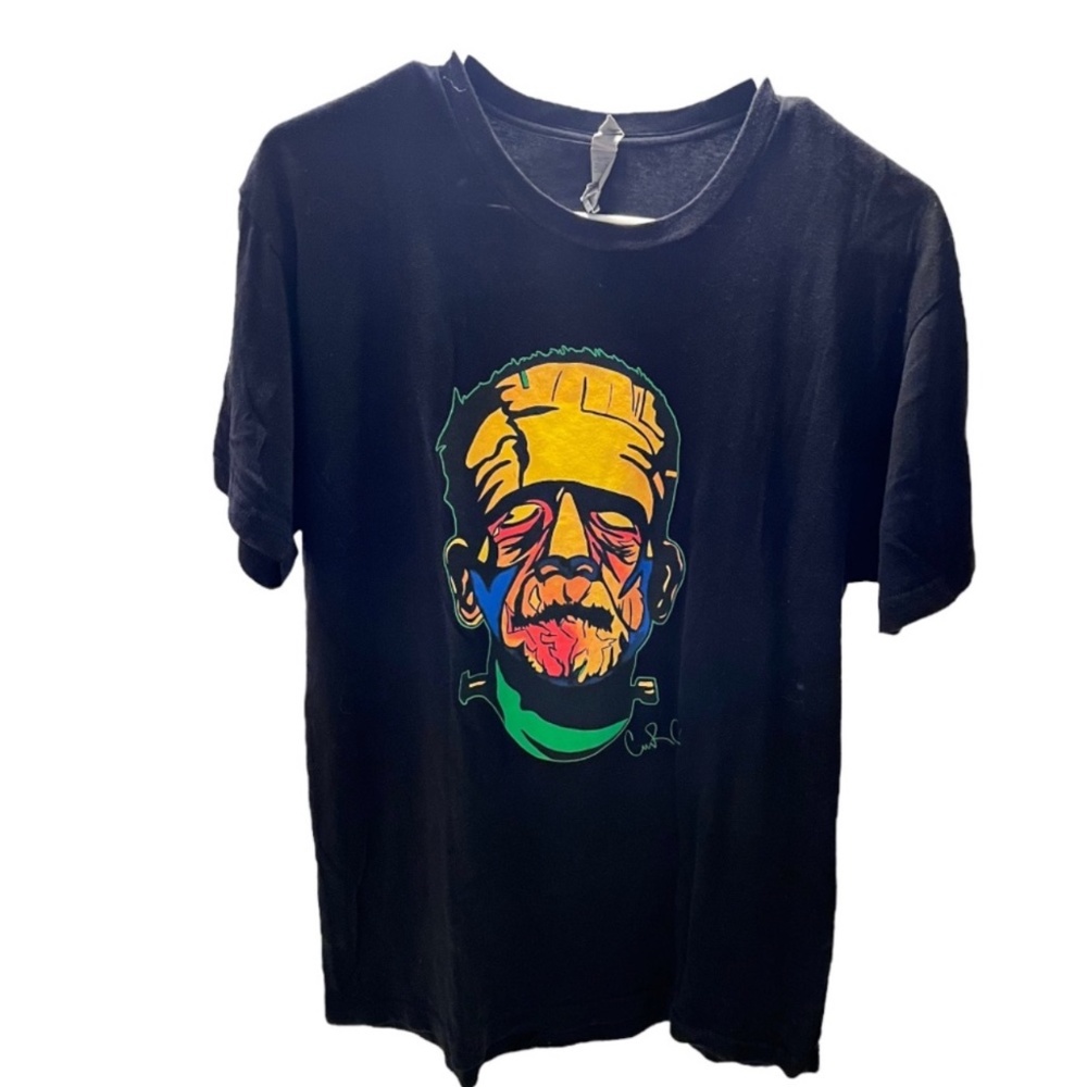 Abstract Frankenstein Crewneck Graphic Tee Shirt